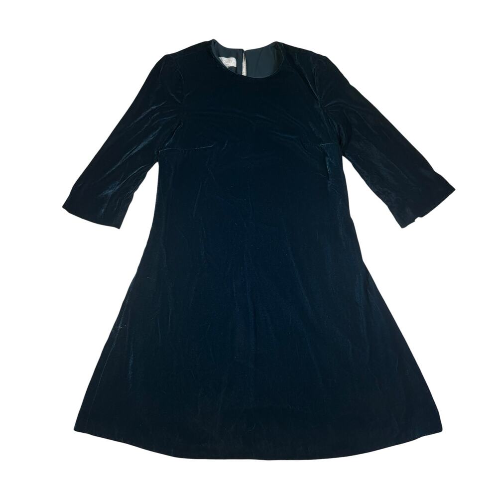 HOBBS LONDON Dress Size 4 US Small Agnes Hunter Green Velvet 3/4 Sleeve